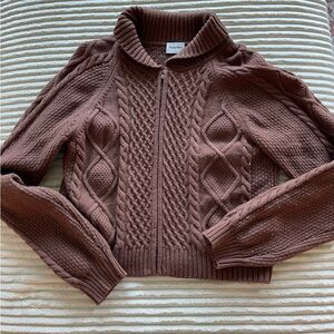 Aritzia Cable Knit Zip Cardigan